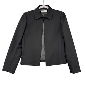 Stresa‎ ASL Black Collared Open Front Long Sleeve Career Womens Jacket Size 6